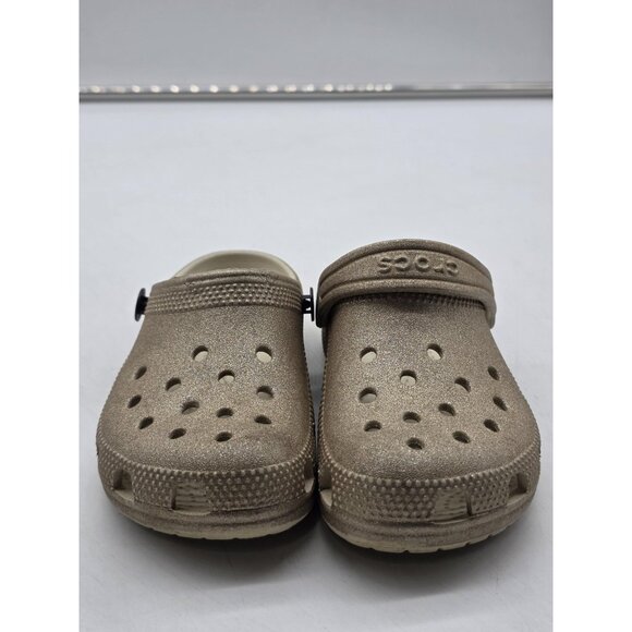 Crocs Shoes Kids Size C11 Gold Glitter Classic Clog Sandals Slip On Comfort - Picture 3 of 11